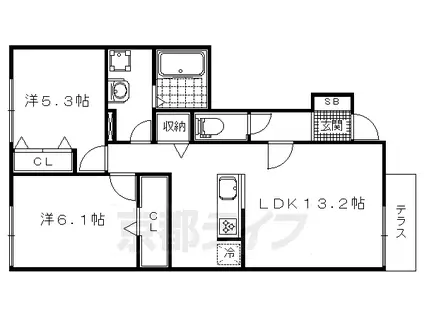アクシスH(2LDK/1階)の間取り写真