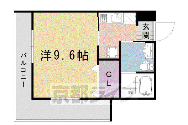 山陰本線 円町駅 徒歩3分 4階建 築8年(1K/3階)の間取り写真