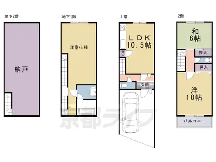 京福北野線 北野白梅町駅 徒歩44分 2階建 築36年(2SLDK)の間取り写真