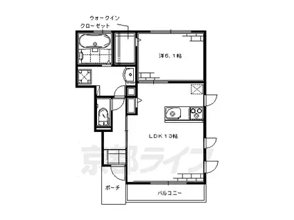 京都市烏丸線 竹田駅(京都) 徒歩3分 2階建 築12年(1LDK/1階)の間取り写真