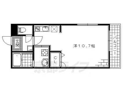 京阪電気鉄道京阪線 丹波橋駅 徒歩1分 2階建 築12年(1K/2階)の間取り写真