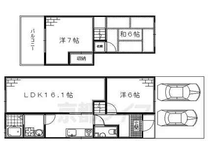 京阪電気鉄道宇治線 桃山南口駅 徒歩7分 2階建 築57年(3LDK)の間取り写真