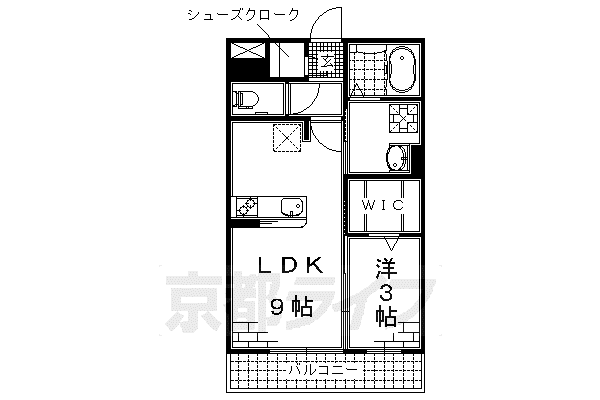京阪電気鉄道京阪線 龍谷大前深草駅 徒歩9分 3階建 築12年(1LDK/1階)の間取り写真