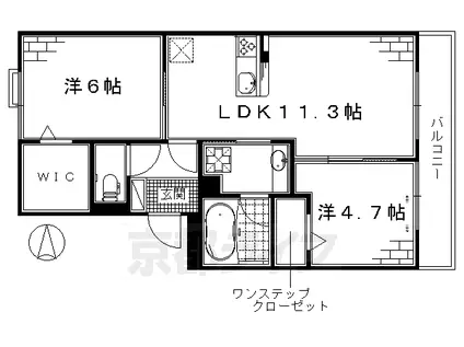 京阪電気鉄道京阪線 伏見桃山駅 徒歩22分 3階建 築11年(2LDK/2階)の間取り写真