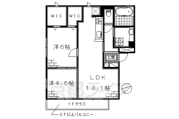 近鉄京都線 伏見駅(京都) 徒歩8分 3階建 築12年(2LDK/1階)の間取り写真