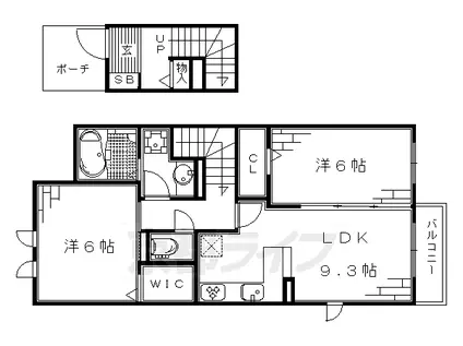 近鉄京都線 伏見駅(京都) 徒歩6分 2階建 築11年(2LDK/2階)の間取り写真