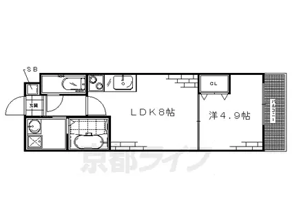 サクシード丹波橋(1LDK/1階)の間取り写真