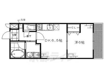 京阪電気鉄道京阪線 丹波橋駅 徒歩5分 3階建 築10年(1DK/2階)の間取り写真