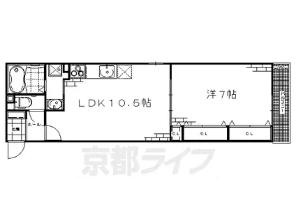 京阪電気鉄道京阪線 伏見桃山駅 徒歩23分 3階建 築11年(1LDK/1階)の間取り写真