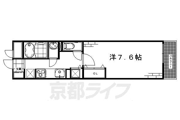 京阪電気鉄道京阪線 伏見桃山駅 徒歩23分 3階建 築11年(1K/2階)の間取り写真