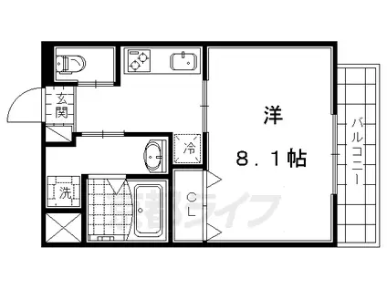 近鉄京都線 伏見駅(京都) 徒歩6分 2階建 築11年(1K/2階)の間取り写真
