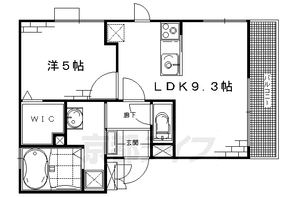 近鉄京都線 伏見駅(京都) 徒歩1分 3階建 築11年(1LDK/3階)の間取り写真