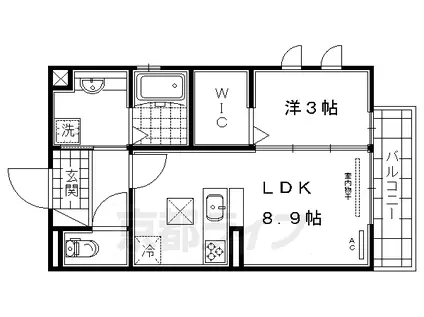 近鉄京都線 桃山御陵前駅 徒歩3分 2階建 築11年(1LDK/2階)の間取り写真