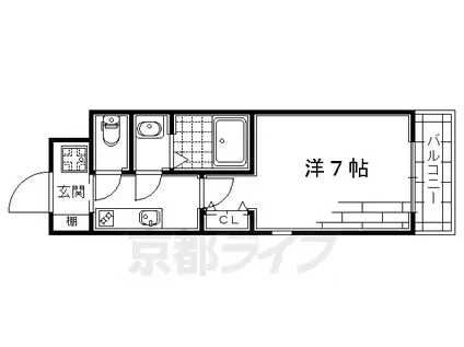 ザ・ブロードレジデンス京都伏見(1K/1階)の間取り写真