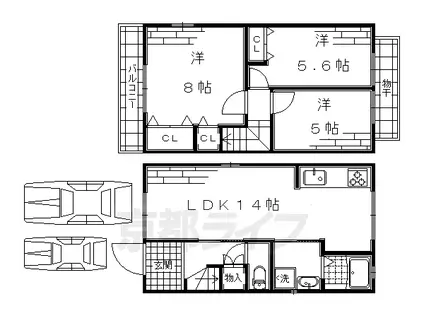 京阪電気鉄道京阪線 藤森駅 徒歩8分 2階建 築11年(3LDK)の間取り写真