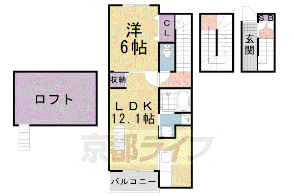京阪電気鉄道京阪線 中書島駅 徒歩30分 3階建 築10年(1LDK/3階)の間取り写真