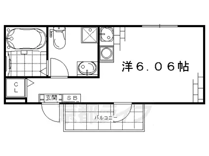 京都市烏丸線 くいな橋駅 徒歩7分 3階建 築10年(ワンルーム/2階)の間取り写真