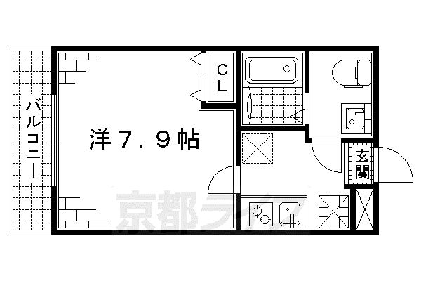 京都市烏丸線 くいな橋駅 徒歩7分 3階建 築10年(1K/2階)の間取り写真