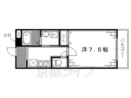 京阪電気鉄道京阪線 藤森駅 徒歩5分 2階建 築9年(1K/1階)の間取り写真