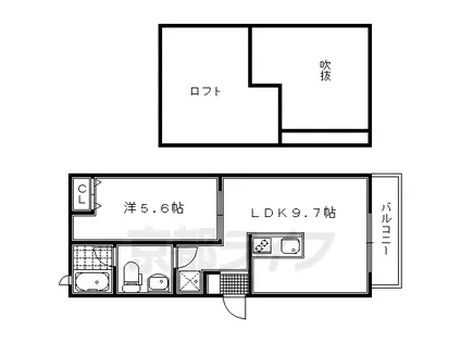 京阪電気鉄道京阪線 中書島駅 徒歩30分 2階建 築10年(1LDK/2階)の間取り写真