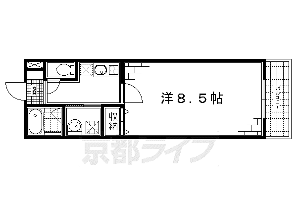 京阪電気鉄道京阪線 伏見稲荷駅 徒歩3分 3階建 築10年(1K/1階)の間取り写真