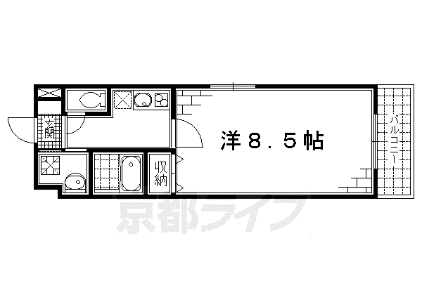 京阪電気鉄道京阪線 伏見稲荷駅 徒歩3分 3階建 築10年(1K/2階)の間取り写真