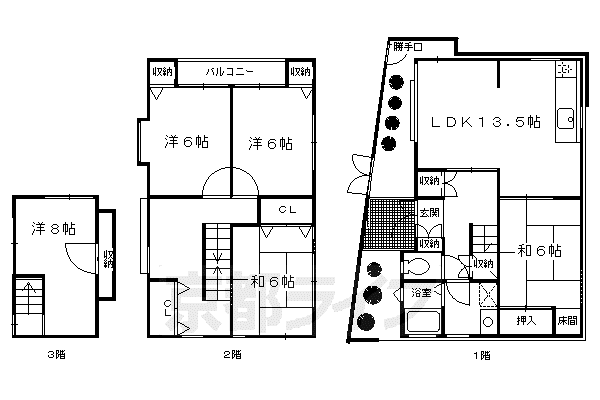 京阪電気鉄道京阪線 伏見稲荷駅 徒歩4分 3階建 築33年(5LDK)の間取り写真