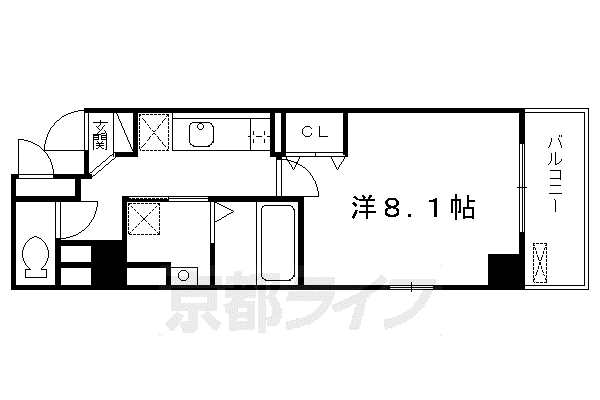 京阪電気鉄道京阪線 中書島駅 徒歩30分 4階建 築9年(1K/3階)の間取り写真