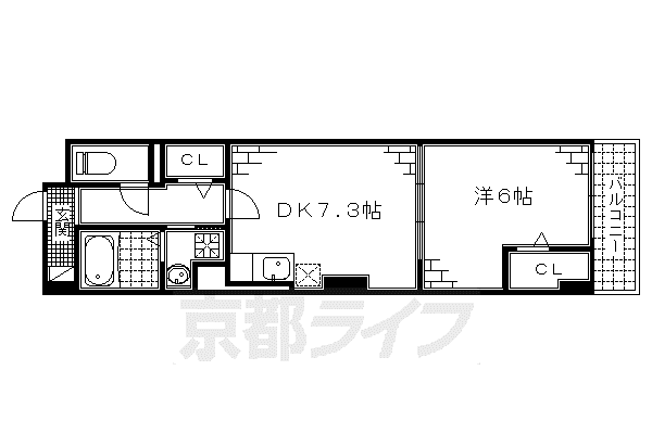 京阪電気鉄道宇治線 六地蔵駅(京阪) 徒歩4分 5階建 築10年(1DK/4階)の間取り写真