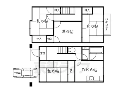 京阪電気鉄道京阪線 淀駅 徒歩34分 2階建 築47年(4DK)の間取り写真