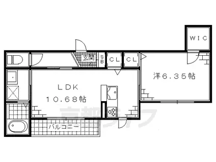 奈良線 ＪＲ藤森駅 徒歩3分 2階建 築9年(1LDK/1階)の間取り写真