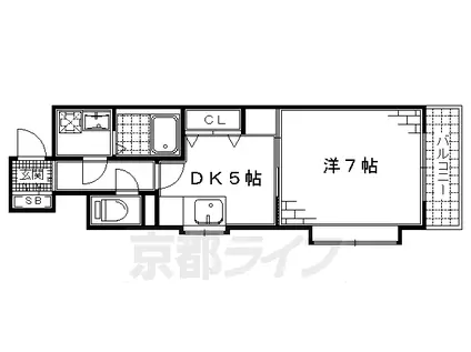 京都市烏丸線 竹田駅(京都) 徒歩9分 6階建 築9年(1DK/5階)の間取り写真