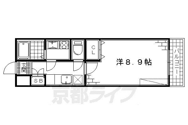 京都市烏丸線 竹田駅(京都) 徒歩9分 6階建 築9年(1K/3階)の間取り写真