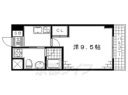 京阪電気鉄道京阪線 伏見桃山駅 徒歩9分 7階建 築8年(1K/3階)の間取り写真