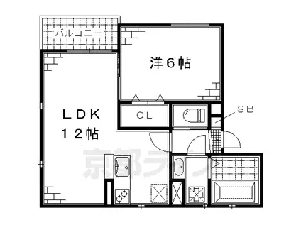 フォレス鳥羽(1LDK/1階)の間取り写真
