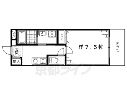 京阪電気鉄道京阪線 藤森駅 徒歩5分 2階建 築9年(1K/1階)の間取り写真