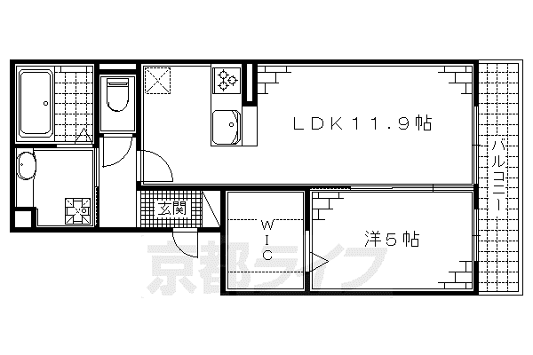 京都市烏丸線 竹田駅(京都) 徒歩14分 3階建 築9年(1LDK/2階)の間取り写真