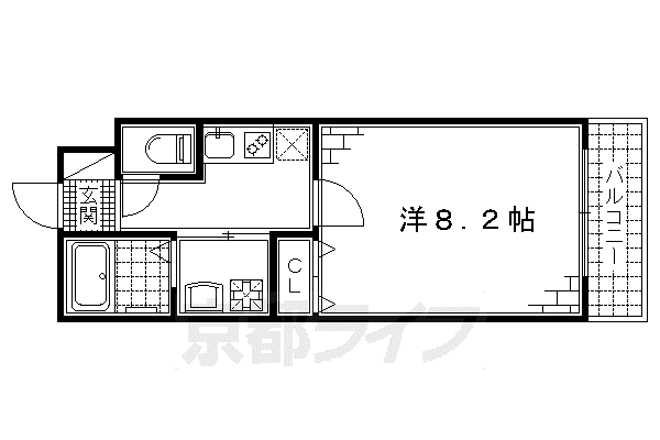 京阪電気鉄道京阪線 丹波橋駅 徒歩7分 5階建 築9年(1K/5階)の間取り写真