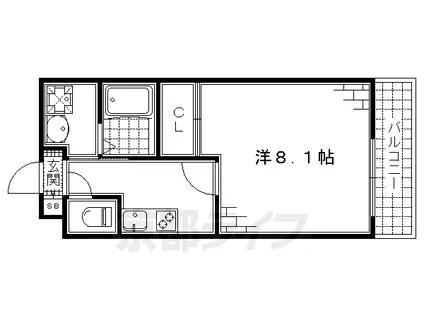 京阪電気鉄道京阪線 伏見桃山駅 徒歩6分 3階建 築8年(1K/1階)の間取り写真