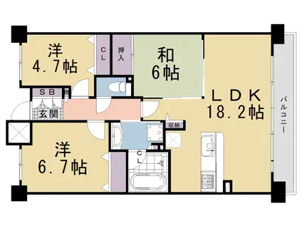 京都市烏丸線 竹田駅(京都) 徒歩12分 7階建 築9年(3LDK/4階)の間取り写真