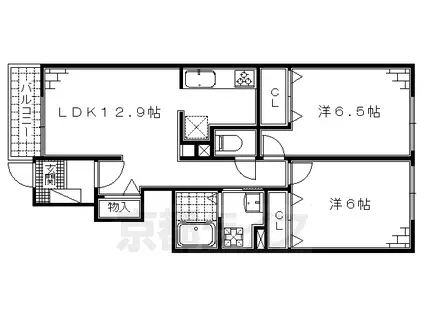 京阪電気鉄道京阪線 龍谷大前深草駅 徒歩10分 2階建 築8年(2LDK/1階)の間取り写真