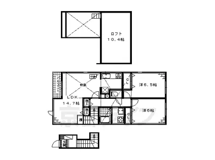 京阪電気鉄道京阪線 龍谷大前深草駅 徒歩10分 2階建 築8年(2LDK/2階)の間取り写真