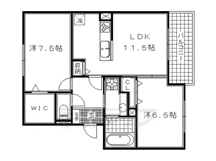 京阪電気鉄道京阪線 丹波橋駅 徒歩14分 3階建 築8年(2LDK/1階)の間取り写真