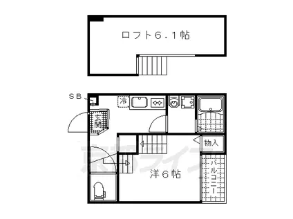 CASA通町(1K/1階)の間取り写真