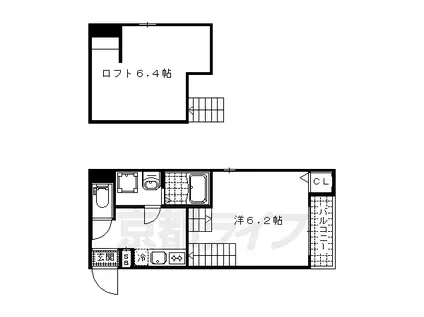 京阪電気鉄道京阪線 龍谷大前深草駅 徒歩9分 2階建 築8年(1K/2階)の間取り写真
