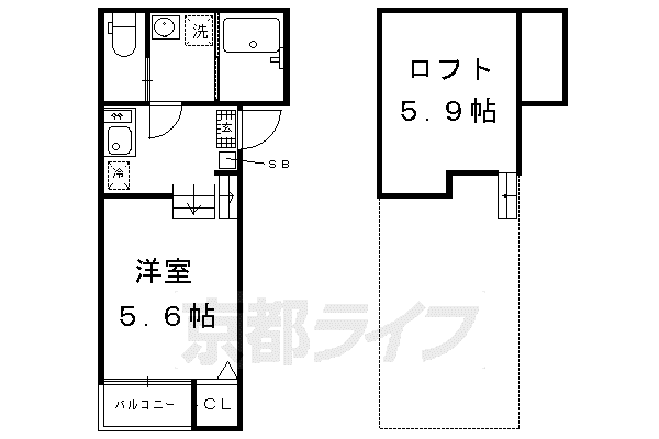 近鉄京都線 伏見駅(京都) 徒歩4分 2階建 築8年(1K/2階)の間取り写真