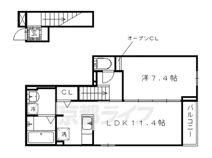 京都市東西線 六地蔵駅(京都市営) 徒歩13分 3階建 築8年(1LDK/2階)の間取り写真