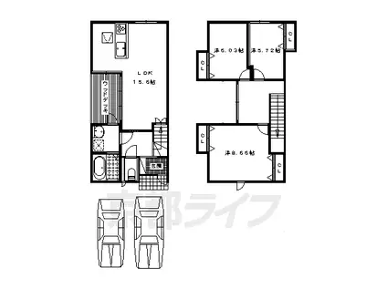 奈良線 ＪＲ藤森駅 徒歩7分 2階建 築8年(3LDK)の間取り写真