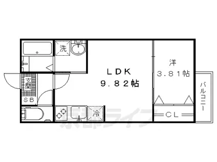 京阪電気鉄道宇治線 桃山南口駅 徒歩7分 3階建 築8年(1LDK/1階)の間取り写真
