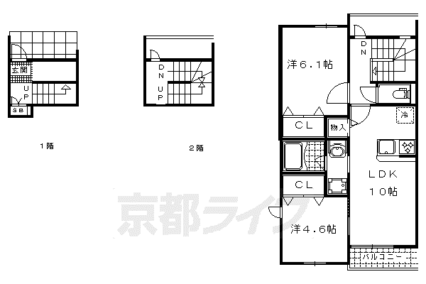 京阪電気鉄道京阪線 丹波橋駅 徒歩10分 3階建 築8年(2LDK/3階)の間取り写真